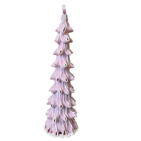 Cupcakes & Cashmere Peppermint Candy Ribbon Taffy Christmas Tree 19in Pink NEW - Picture 2 of 13